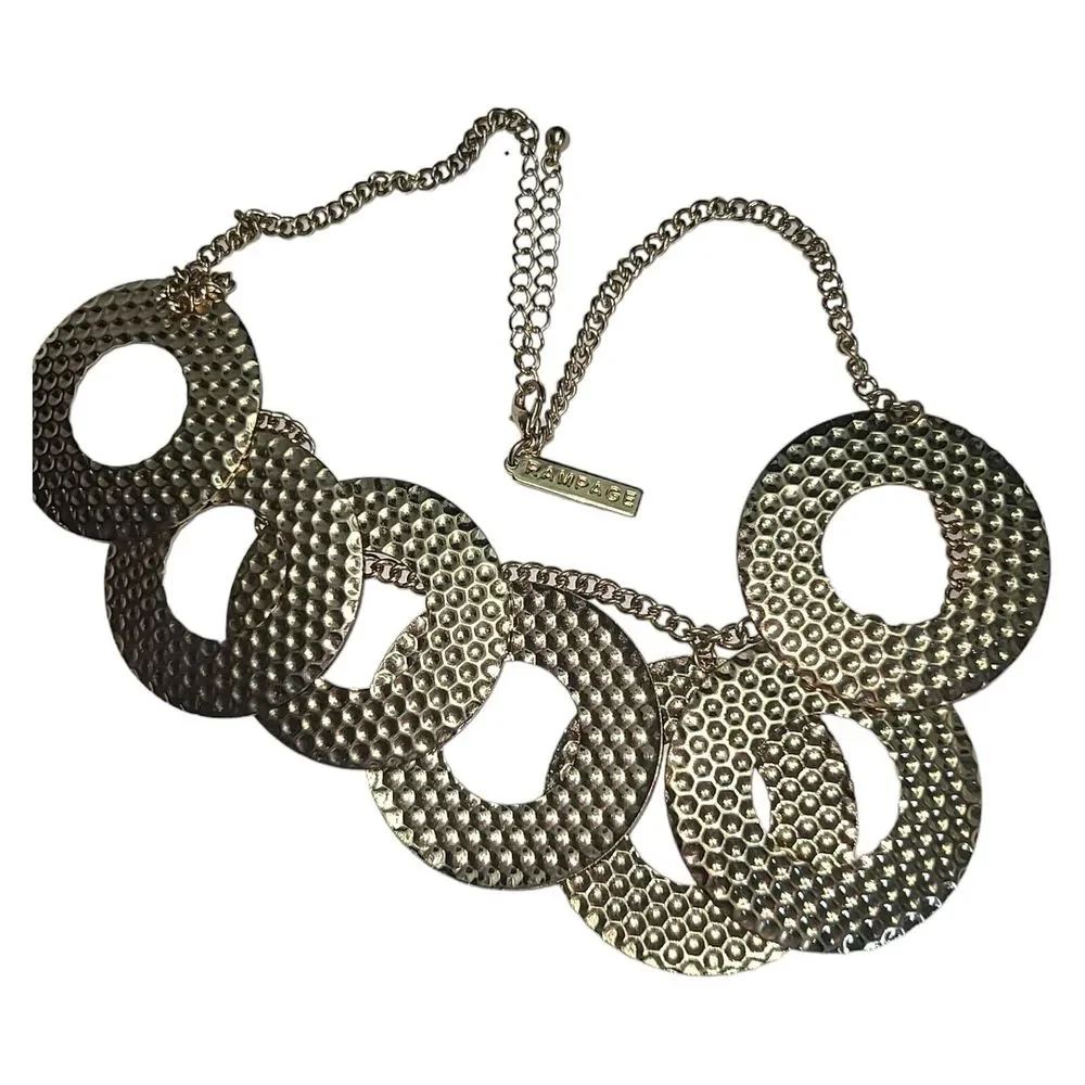 Vintage 90s Rampage Gold Tone Circle‎ Disc Necklace 20